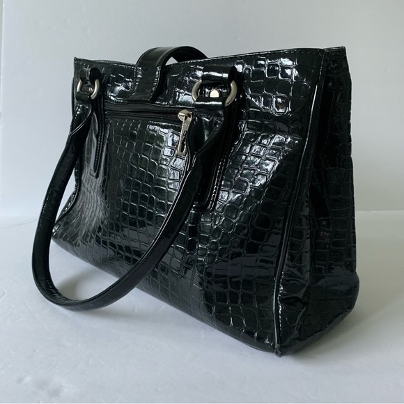 Authentic Gucci mini purse black crocodile print locking purse suede lining - Picture 6 of 15